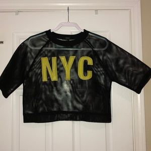 Sheer “NYC” crop top